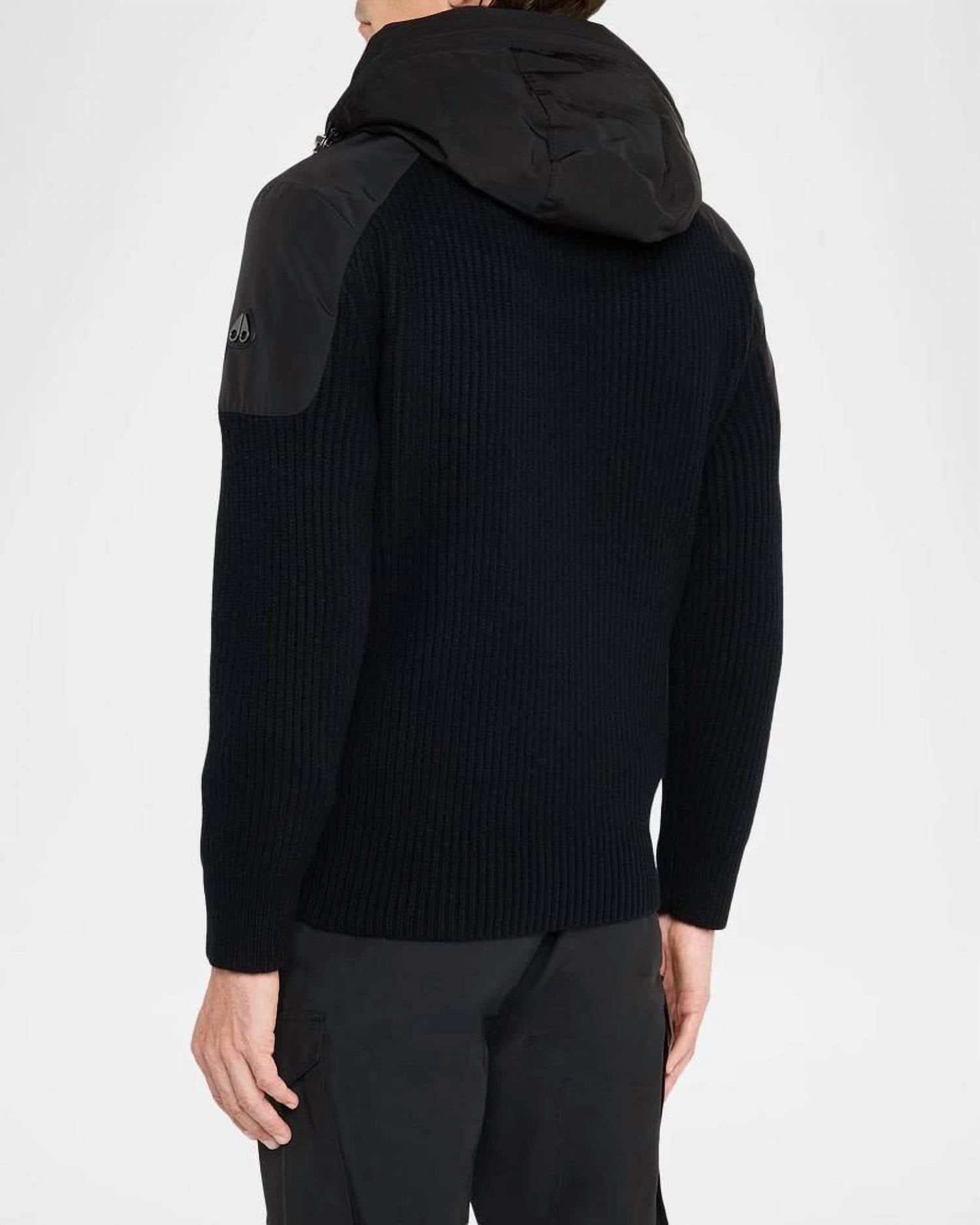 Moose Knuckles Glenvale Knit Hybrid Puffy Jacket in black - men's jacket - alternate view
