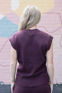STEVE MADDEN Remy Sweater Vest in wine - women's jacket - detail view