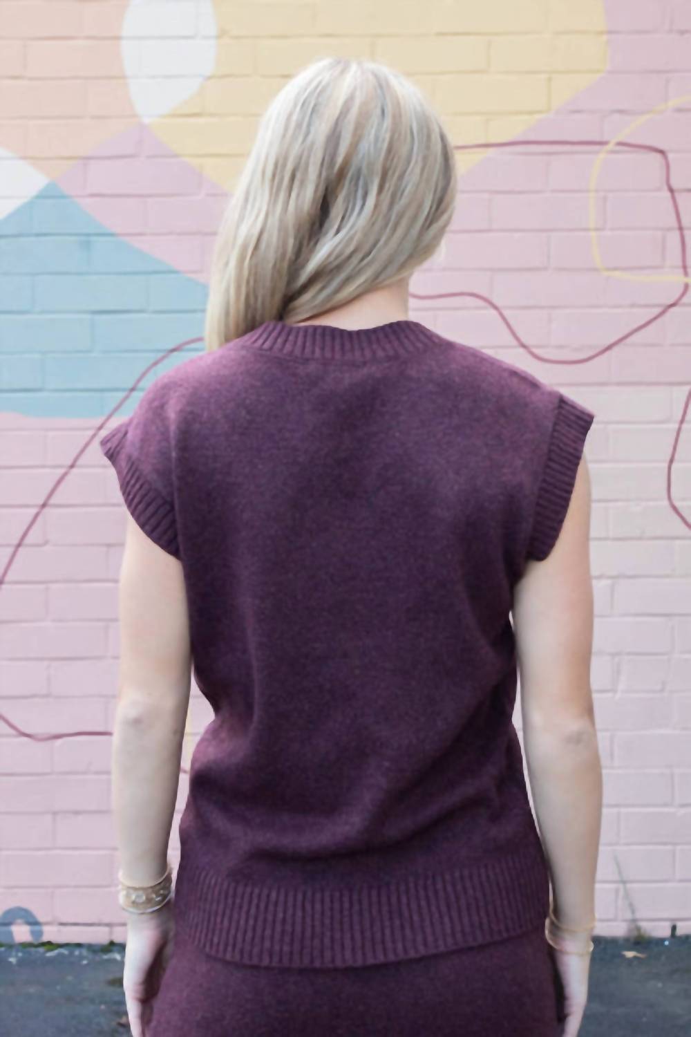 STEVE MADDEN Remy Sweater Vest in wine - women's jacket - detail view