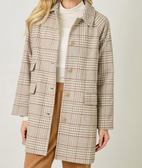 mystree Single Breasted Midi Coat in oatmeal mix - women's jacket - detail view