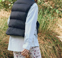 THE GREAT. Polar Vest in navy colorblock - women's jacket - alternate view