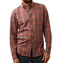 Faherty Coastline Knit Shirt in redwood nights plaid - men's shirt