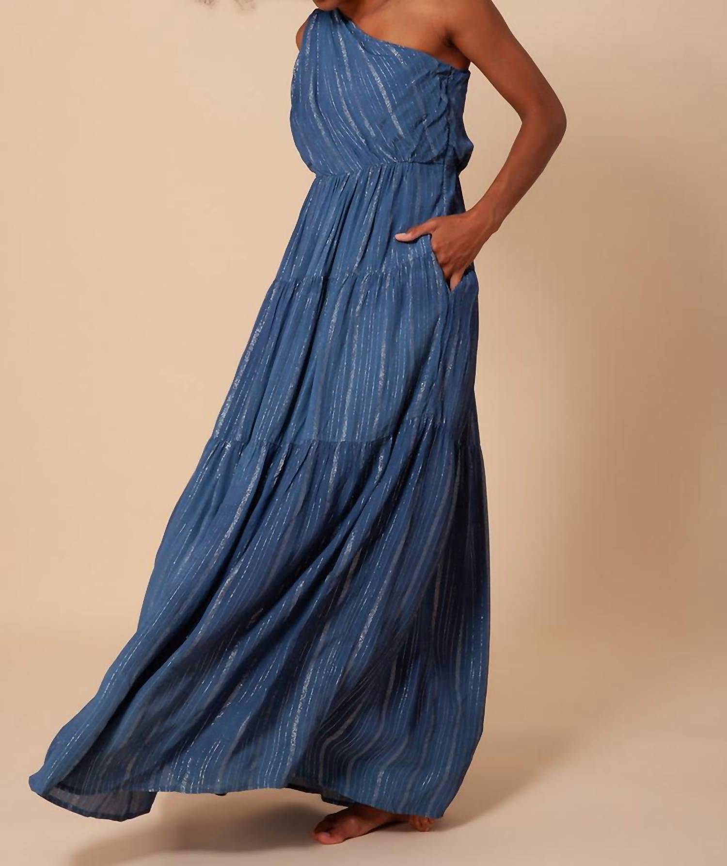 Hale Bob - Charlize Solid One Shoulder Maxi Dress