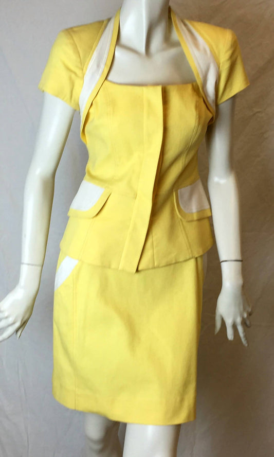 Ikito - Women's Two Toned Cotton Jacket And Short Cotton Skirt