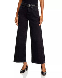 RE/DONE High Rise Wide Leg Crop Jean in black vein - women's jeans