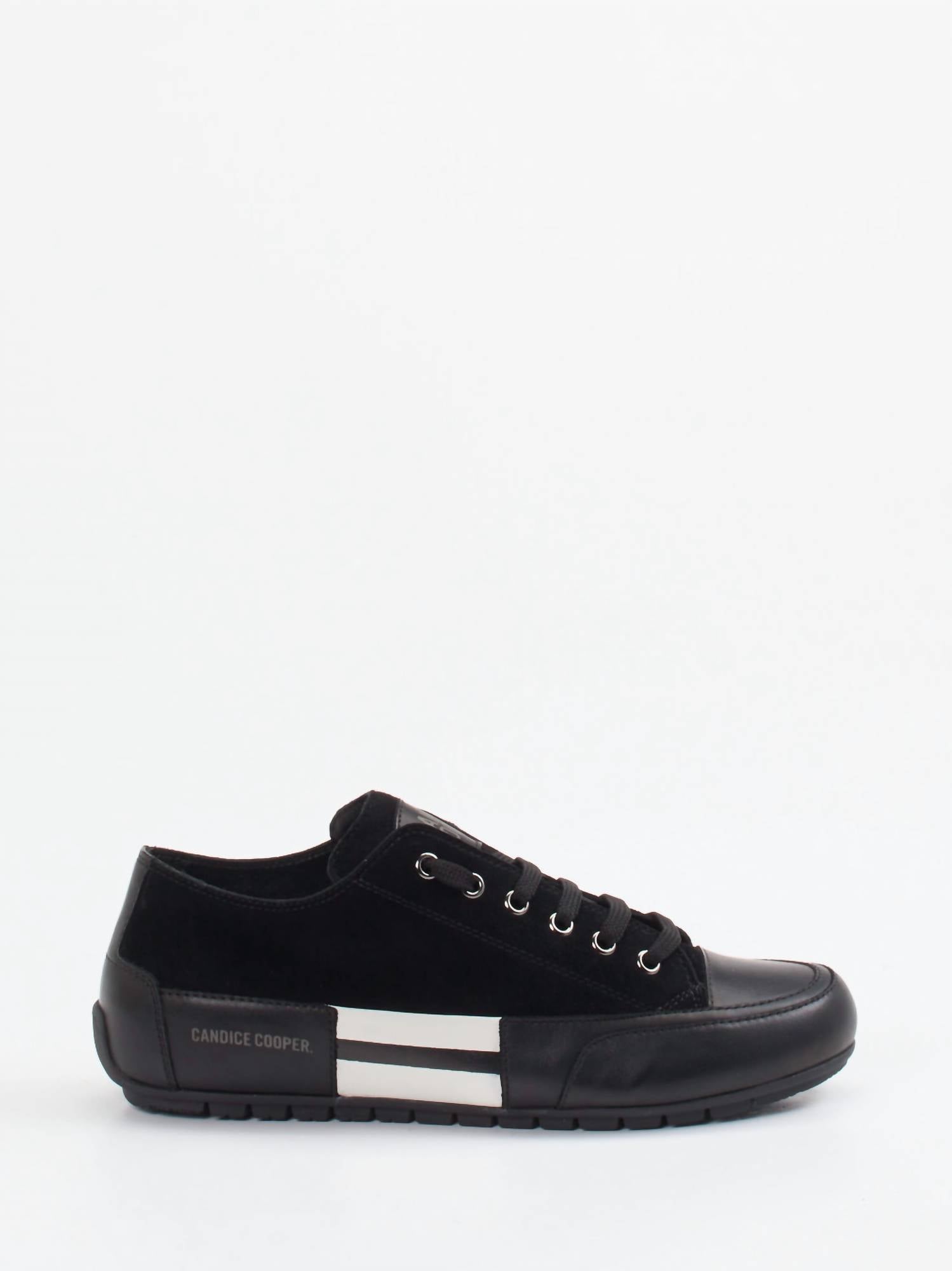 Candice Cooper Women's Rock Patch Fashion Leather Sneakers in black white - women's sneaker - alternate view