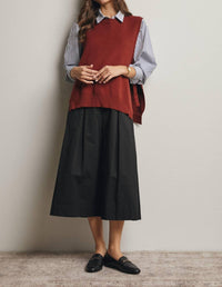 Forte - Pleated A-Line Midi Skirt