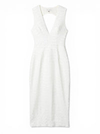 DRESS THE POPULATION Sequin Ranifitted Midi Sheath Dress in white - women's dress - detail view