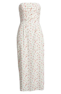 Wayf - Birdie Ruched Strapless Midi Dress