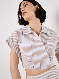 Apricot - Seersucker Crop Top