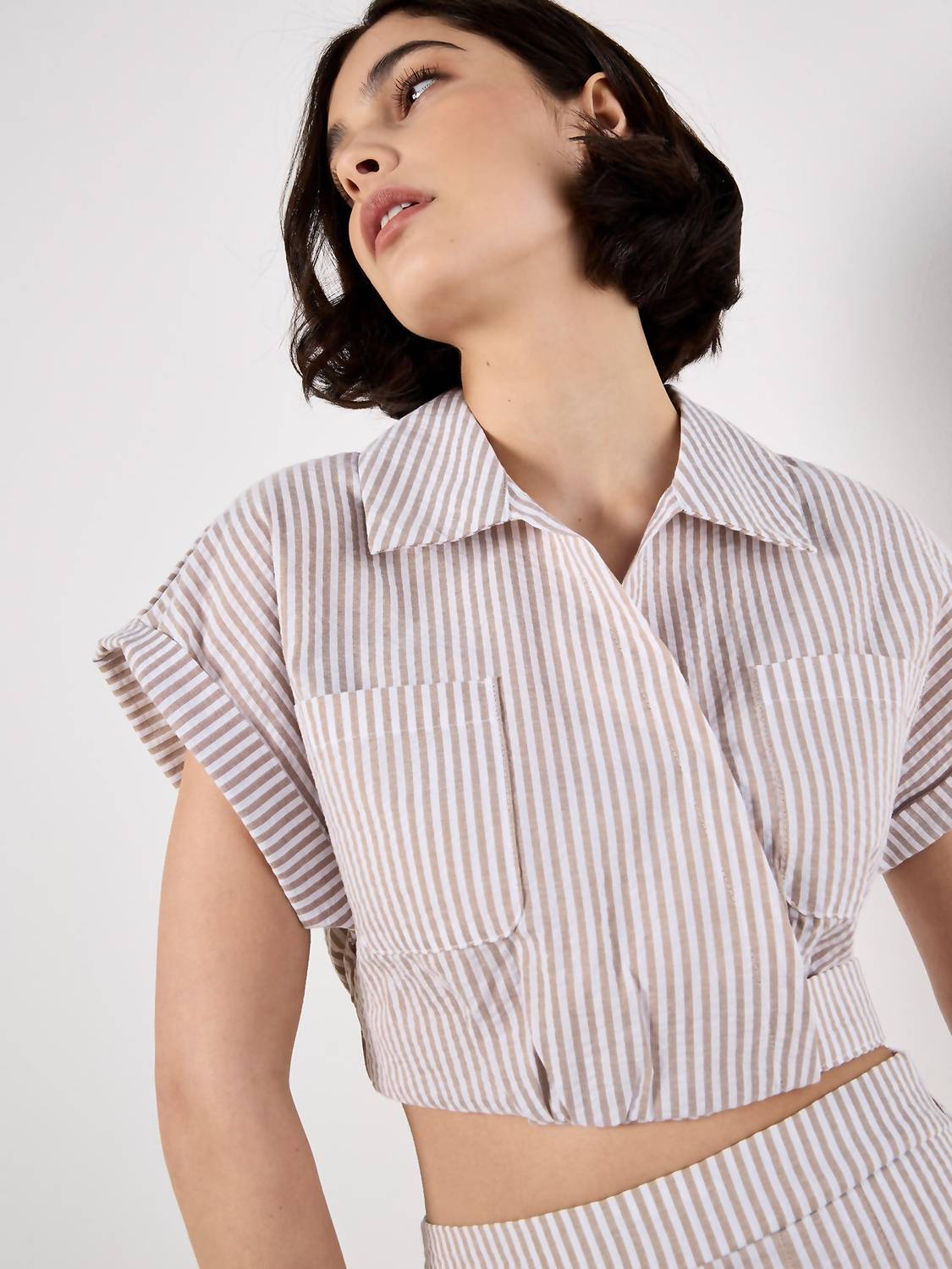 Apricot - Seersucker Crop Top