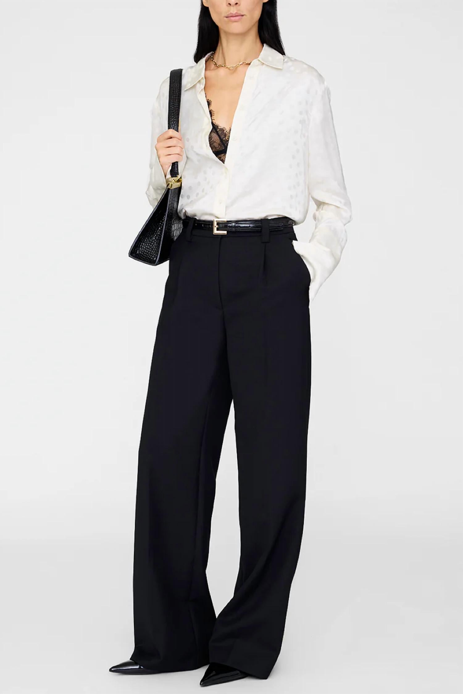 ANINE BING Amanda Shirt in ivory - women's long sleeve top