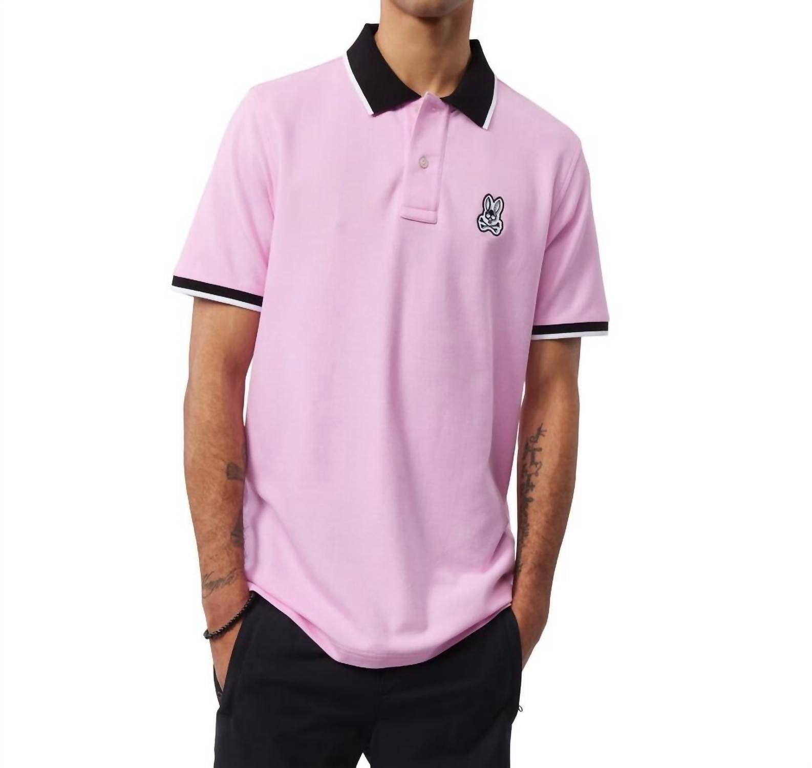 Psycho Bunny Fashion Polo Top in pink - men's t-shirt