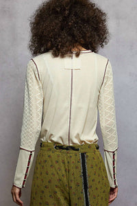 Pol - Thermal Lace Sleeve Henley Top