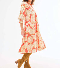 Mary Square Eleanor Dress in fall floral fire - women's dress - detail view