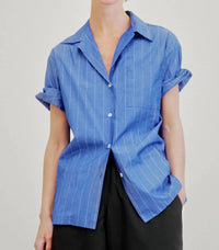Aquarius Cocktail - Camp Short Sleeve Button Front Top