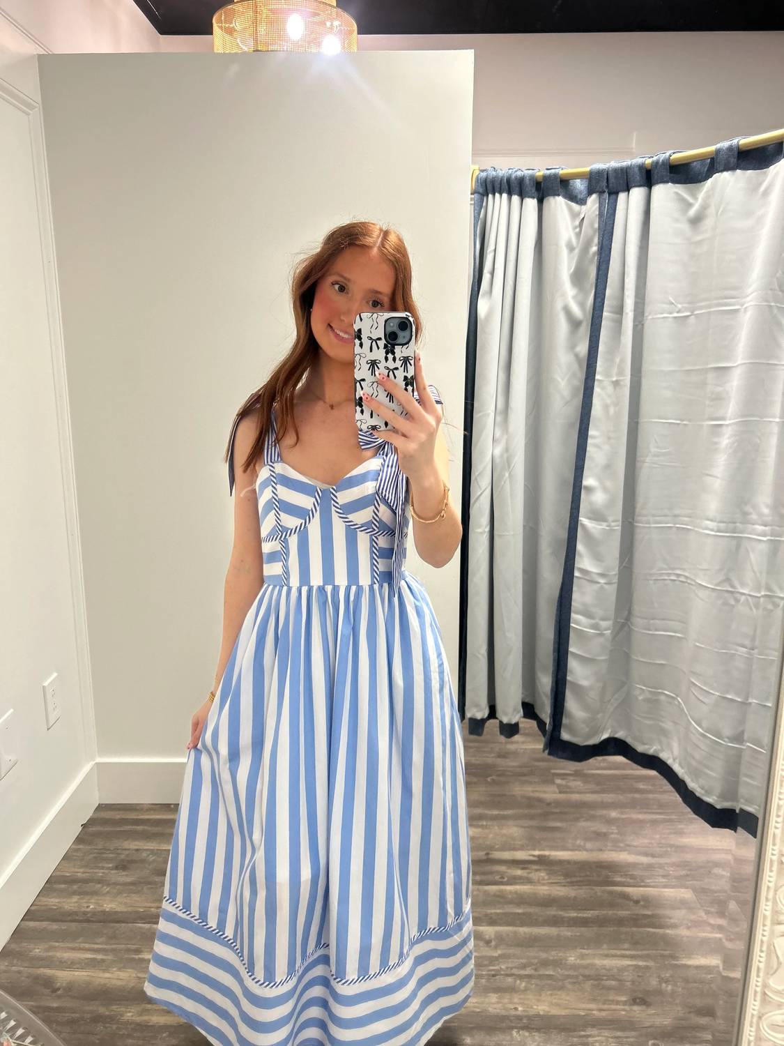 Entro - Striped Sleeveless Midi Dress