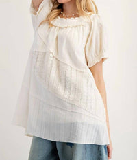 Easel - Lace Mix Mineral Washed Woven Tunic