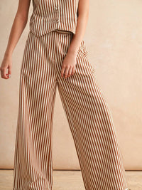 Miou Muse - Striped Pattern Wide Leg Pants
