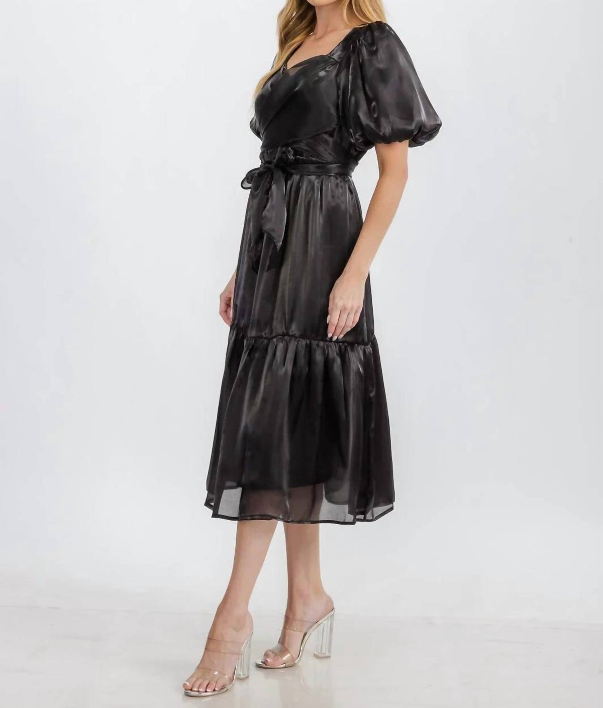 Wholesale Fashion Trends - Selma Puff Sleeve Tiered Midi Dress