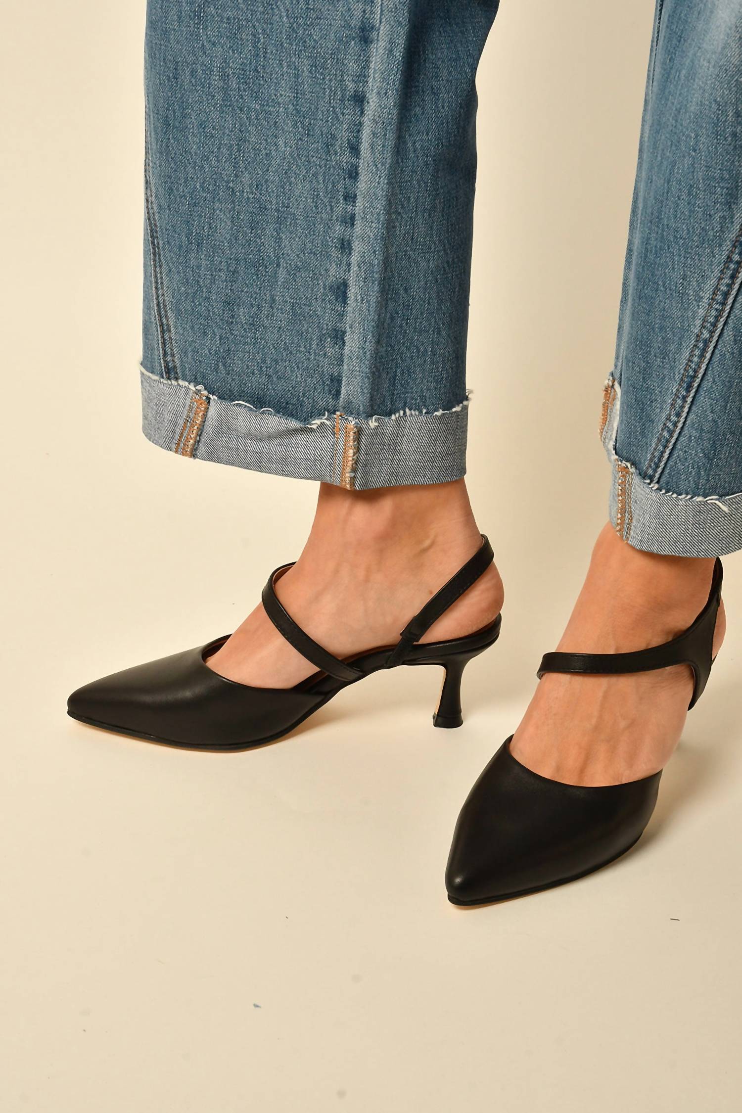 ALL BLACK Women's Angle Sling Princess Heel Shoe in black - women's heels - alternate view