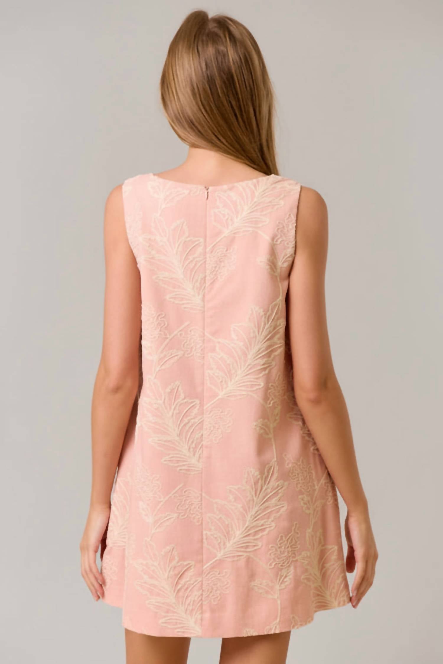 lalavon Monica Embroidery Sleeveless Dress in pink ivory - women's dress - view 4