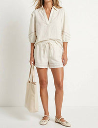 Naked Zebra - Contrast Trim Linen Shorts
