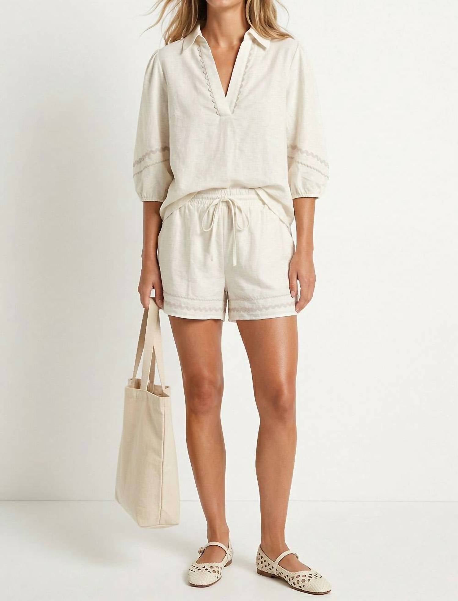Naked Zebra - Contrast Trim Linen Shorts