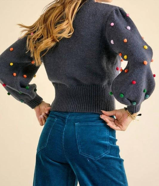 J.Nna - Rainbow Pom Pom Sweater