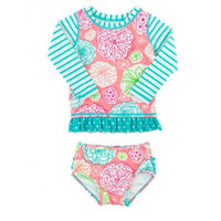 Rufflebutts - Girls' Tropical Garden Two-Piece Rash Guard Swim Suit