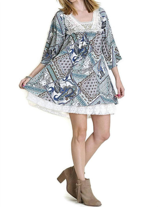 Umgee - Paisley & Lace Cross Back Dress