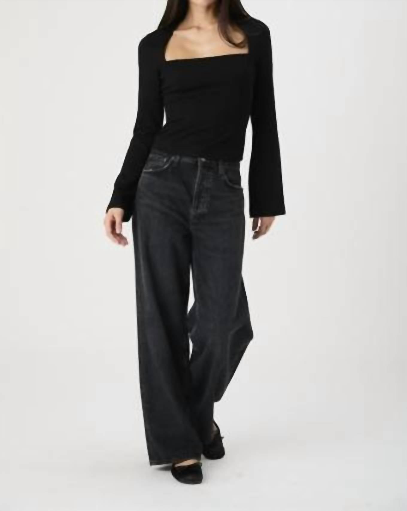 French Connection - Cleo Ponte Long Sleeve Fitted Top