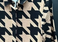 Boho Chic - Women's Houndstooth Button-down Shirt