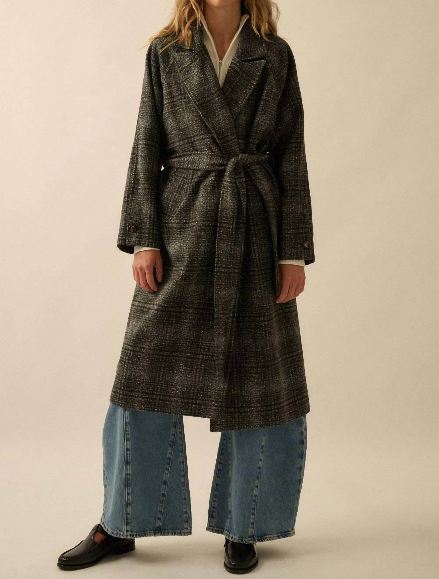 Promesa - Refined Plaid Belted Coat