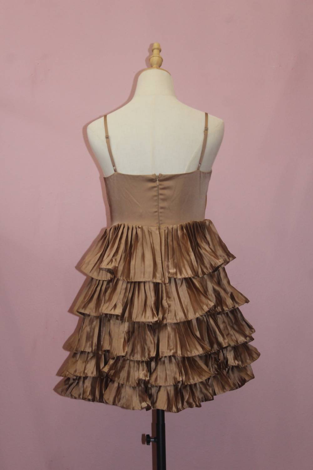 Just Me Ruffle Tiered Dress in beige - women's dress - detail view