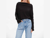 SIX/FIFTY Anywhere Holiday Off Shoulder Top in black lurex - women's sweater