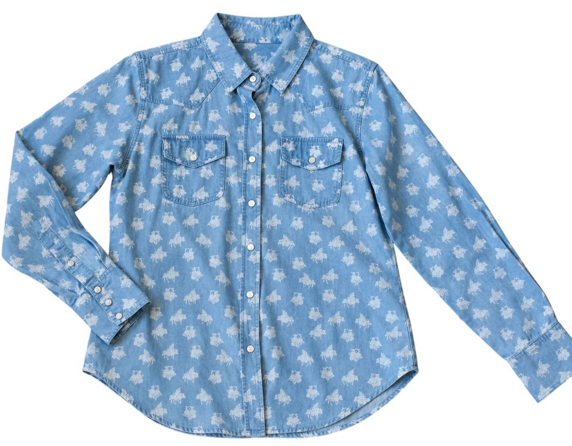 TASHA POLIZZI Women's Markie Patterned Denim Shirt in blue - women's shirt