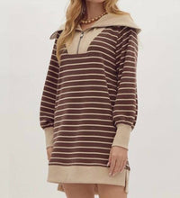 Entro - Ribbed Zip-up Collared Mini Dress