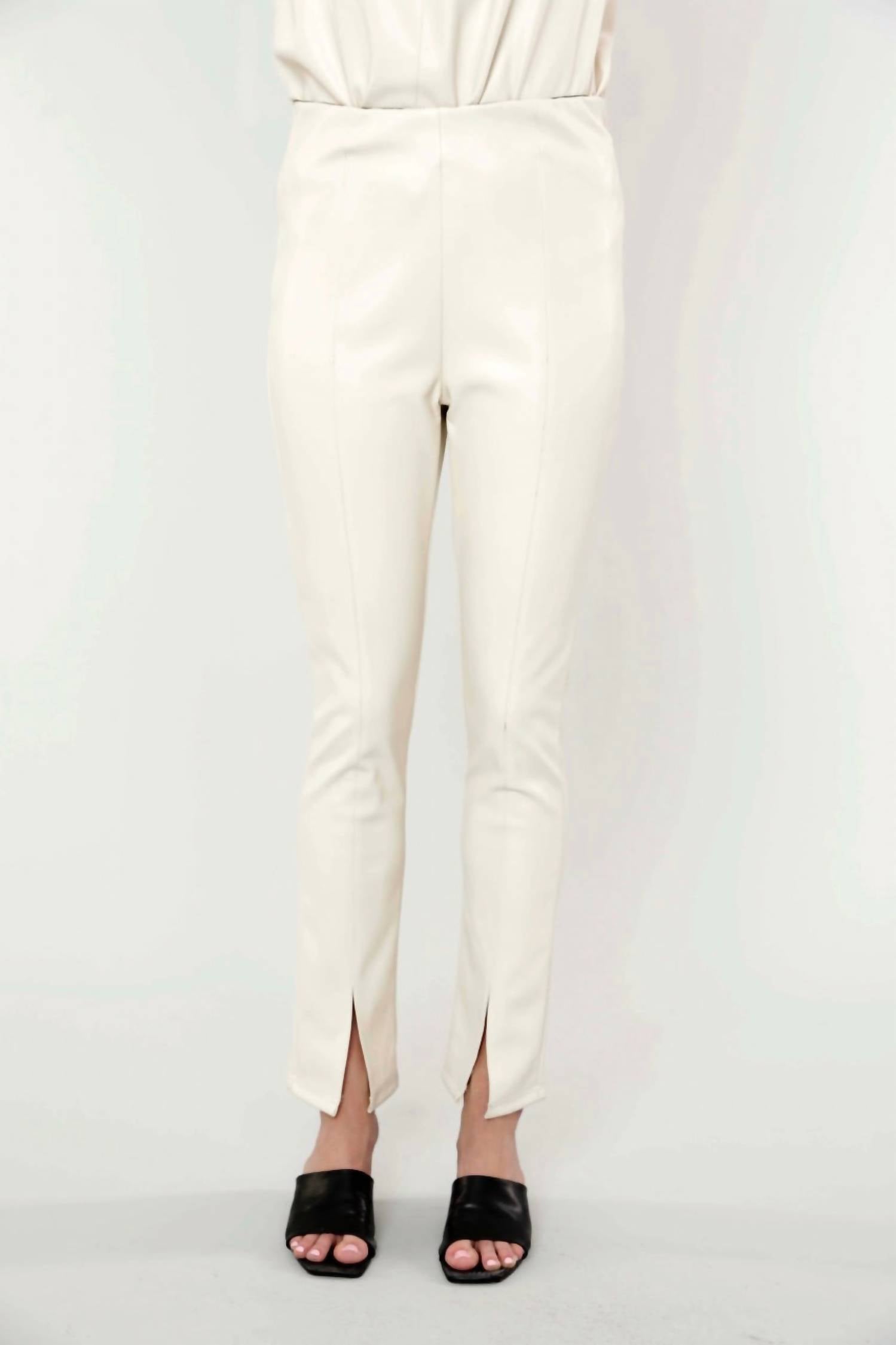 Dolce Cabo - Women's Faux Leather Split Hem Leggings