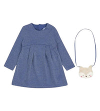 Mayoral - Girl's Long Sleeve Dress With Fox Shoulder Bag Set
