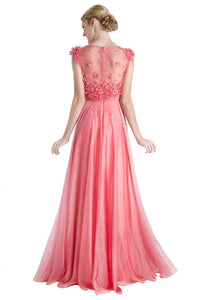 Cinderella Divine - 3d Flower With Embellishments Chiffon Gown