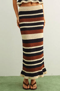 Nyland - Jacinta Color Blocked Ruffle Hem Knit Skirt