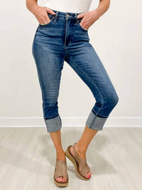Judy Blue - High Waisted Tummy Control Cuff Capri Jeans