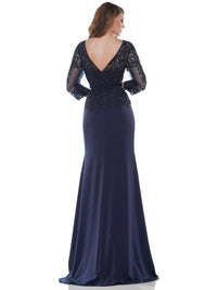 Marsoni by Colors Fit & Flare 3/4 Sleeve Gown in navy - women's dress - alternate view