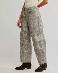 Free People - Good Luck Printed Barrel Jeans