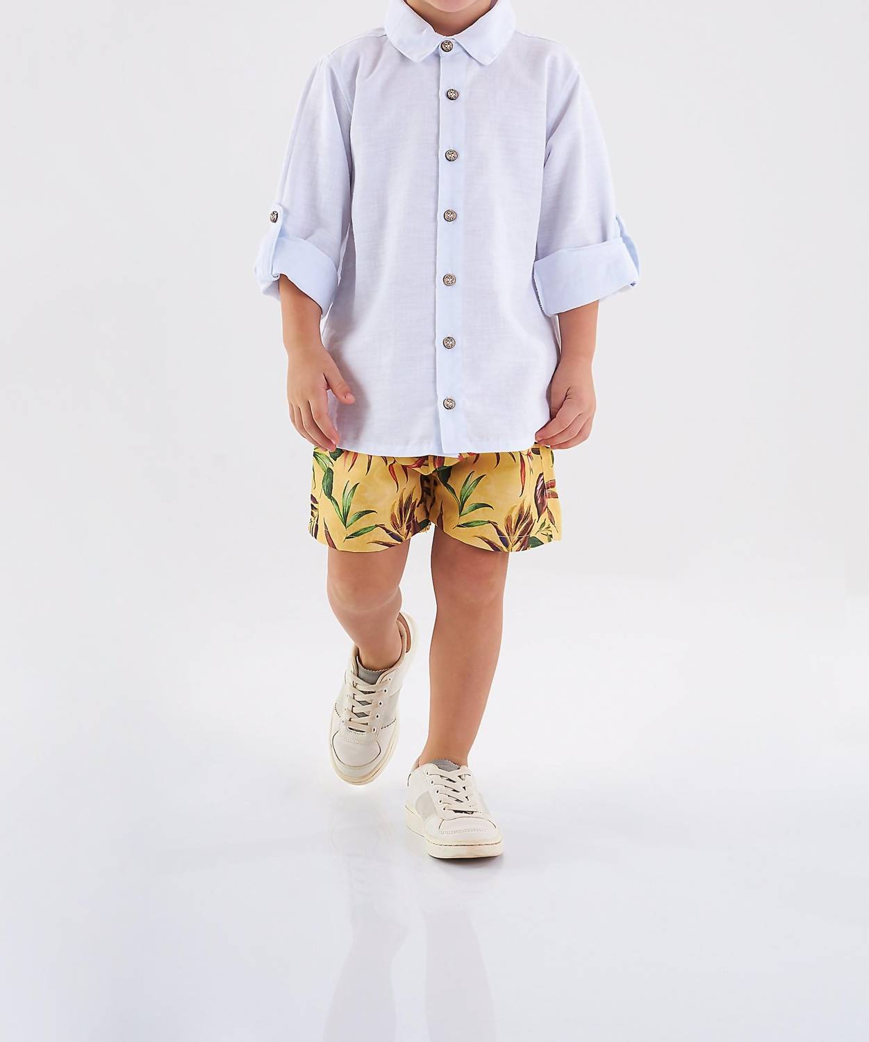 Up Baby - Linen Shirt & Microfiber Bermuda Shorts Set