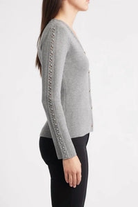 Zoe And Claire - V-neck Button Up Sweater