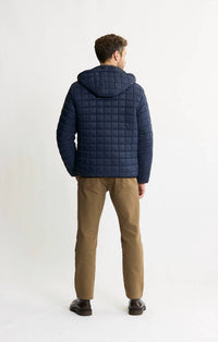 JACHS NEW YORK Light Quilted Hooded Puffer Jacket in navy - men's jacket - view 5
