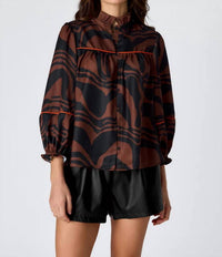 Crosby By Mollie Burch - Worth ¾-length Puff Sleeves Blouse