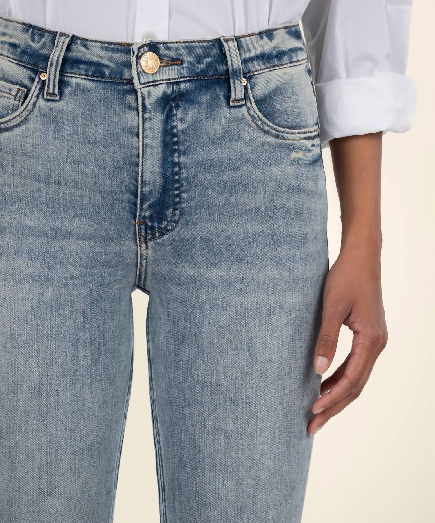 KUT FROM THE KLOTH Kelsey High Rise Fab Ab Ankle Flare Jeans in devotion - women's jeans - view 4